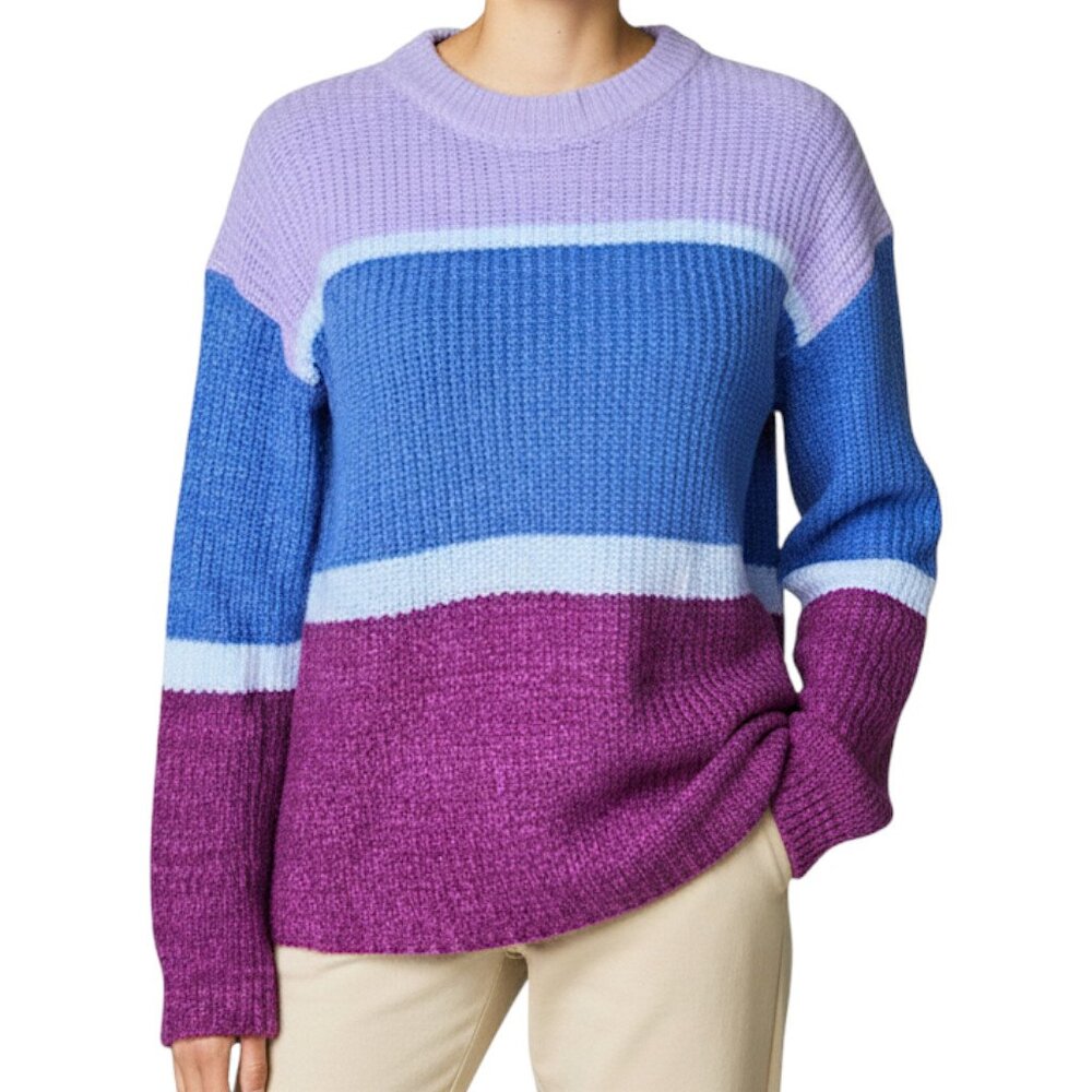 SO Pink and Blue Colorblock Sweater Women's Size M